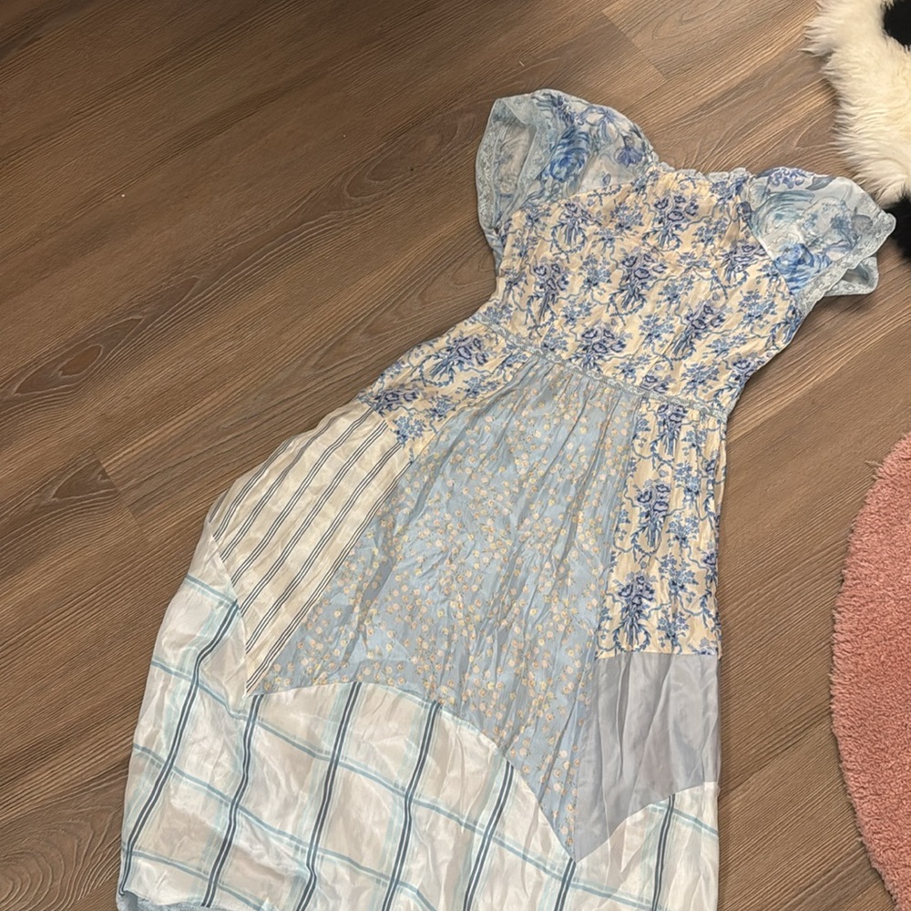 NWOT LOVESHACKFANCY TULA PATCHWORK SILK DRESS IN … - image 8